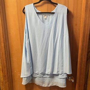 Light Blue Sleeveless Layered Top